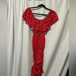 Red pick a dot body hugging dress